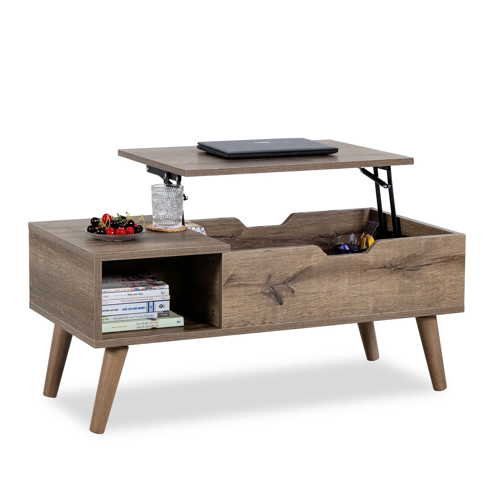 Acacia Wood Living Room Table Decor Coffee Table Rectangular Lift Top Storage Coffee Table