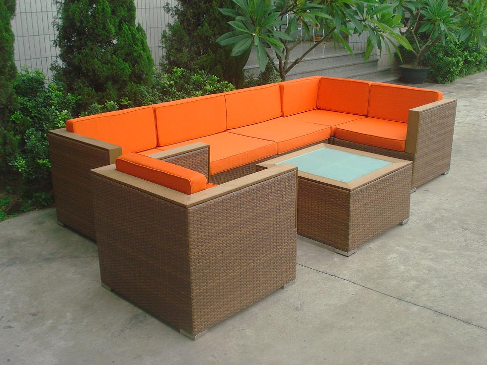Modern Design Rattan Corner Sofa Set - Outdoor Sectional Living Room Furniture