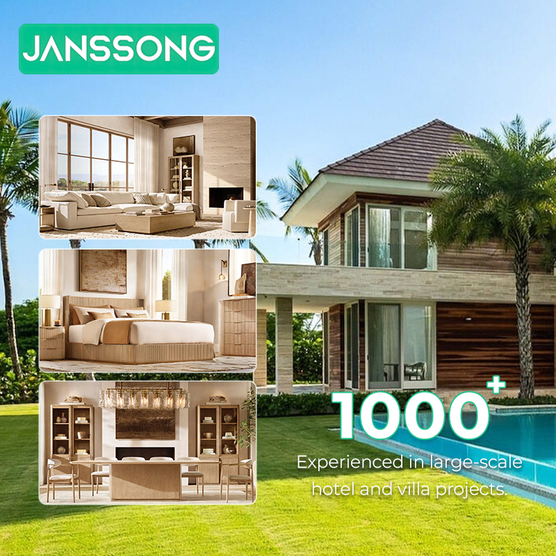 Modern Home Solid Wood Bed Luxury Villa Bedroom Furniture Interior Furniture Set Comfortable Apartment Double Bed