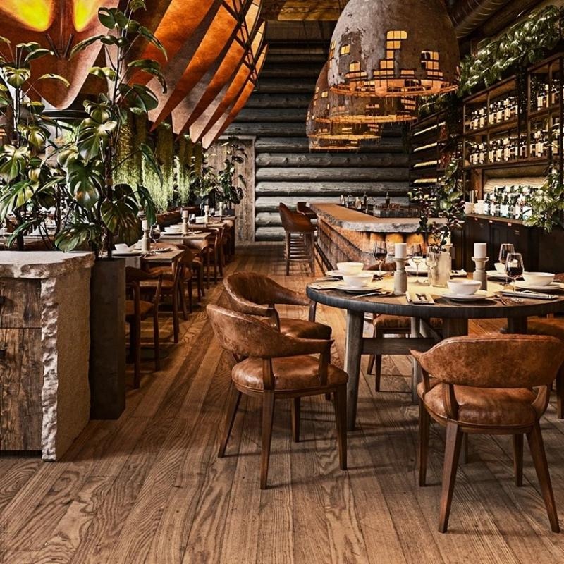 Nordic Design Commercial Catering Hotel Leisure Armchair Banquet Wooden Restaurant Furniture Bistro Bar Dining Table Chairs Set