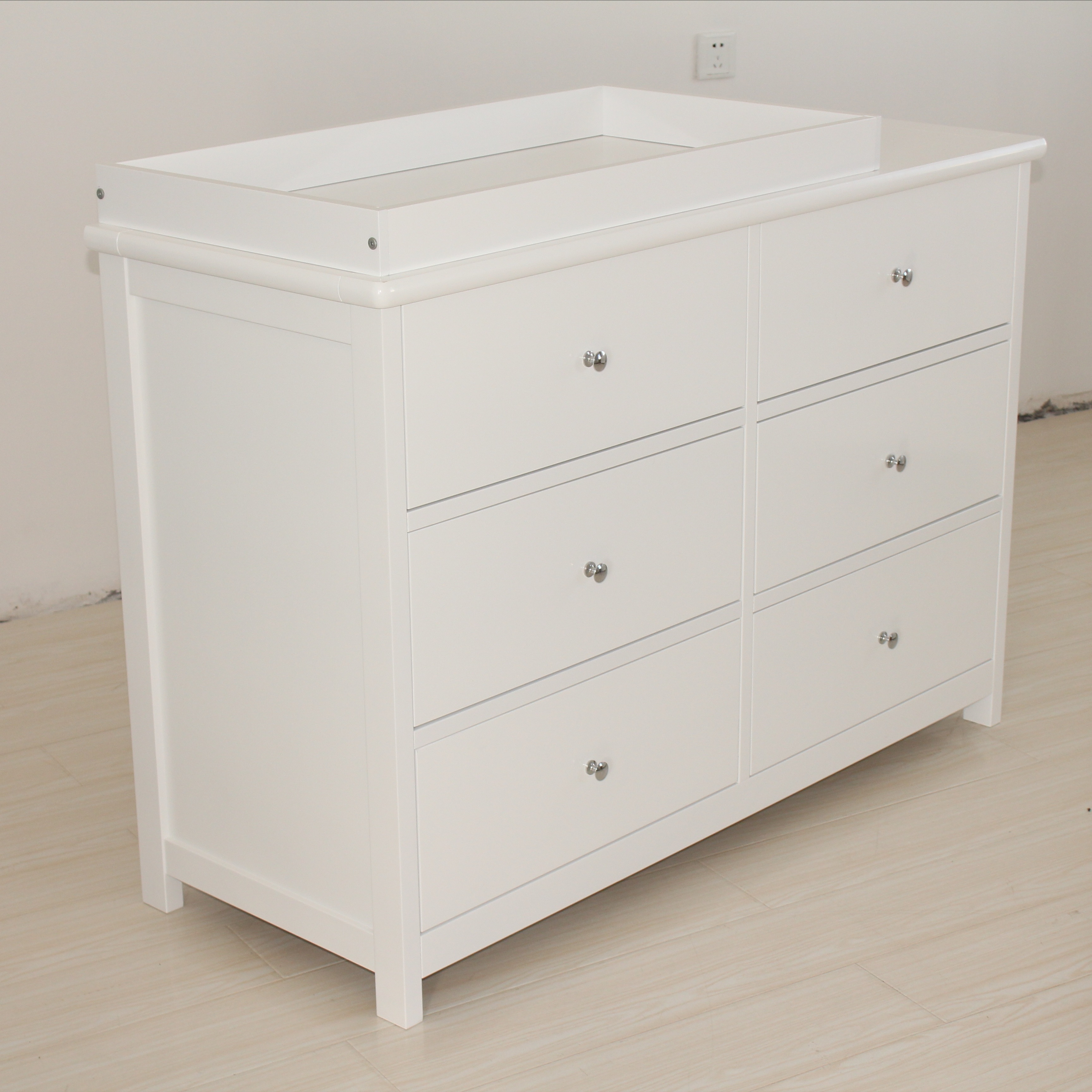 Custom White Modern Dresser &amp; Chest of Drawers Solid Pine Wood Storage Cabinet 6 Drawers for Bedroom and Living Room