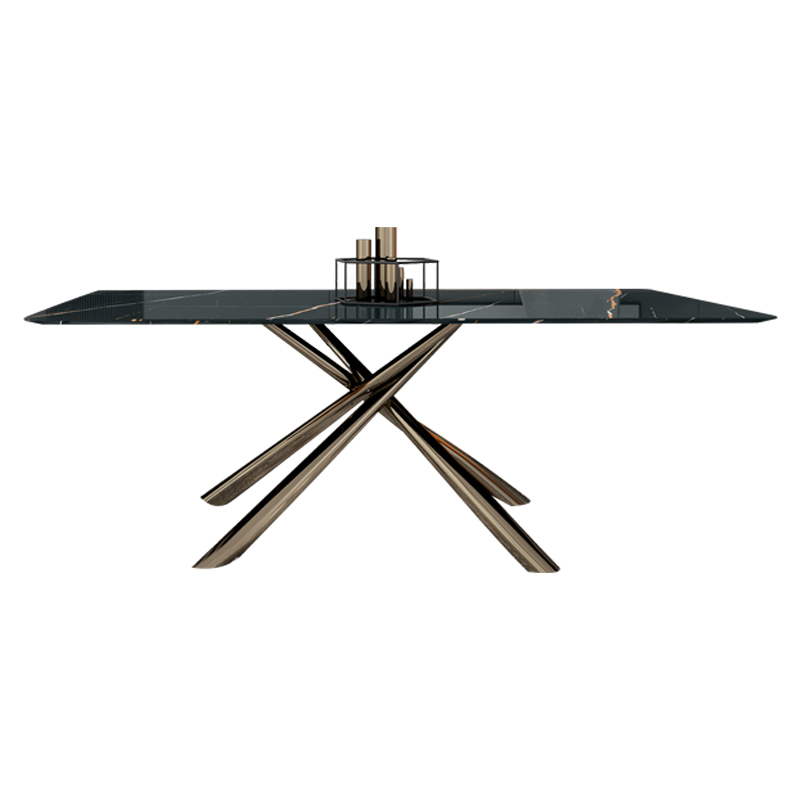 Modern Home Dining Metal Leg Furniture Coffee Marble Banquet Dining Table Furniture Set