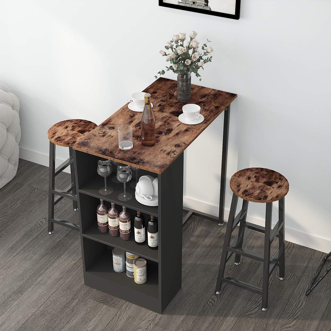 Wooden Dining Room Breakfast Bar Table and Chair Set for Home