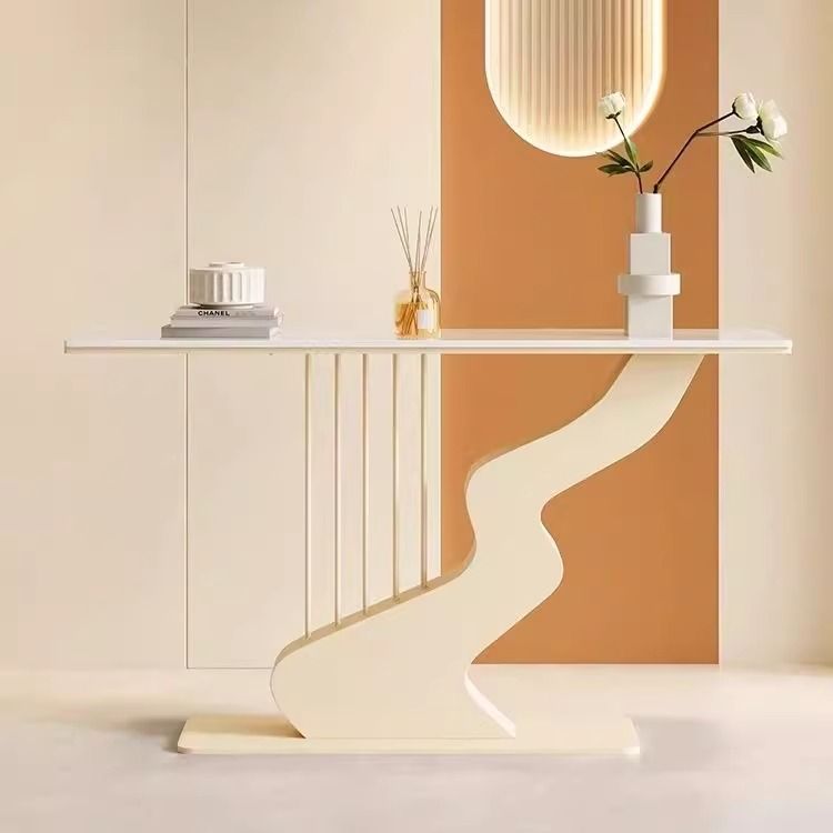 Cream Style Light Luxury Italian Design Multifunctional Granite Top Living Room Hallway Console Table Hotel Villa Entrance