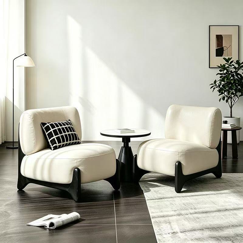 Casual Sofa New Minimalist Retro Single Armchair Eco-Friendly High Quality Living Room Lambswool Chaise Lounge High-Resilience