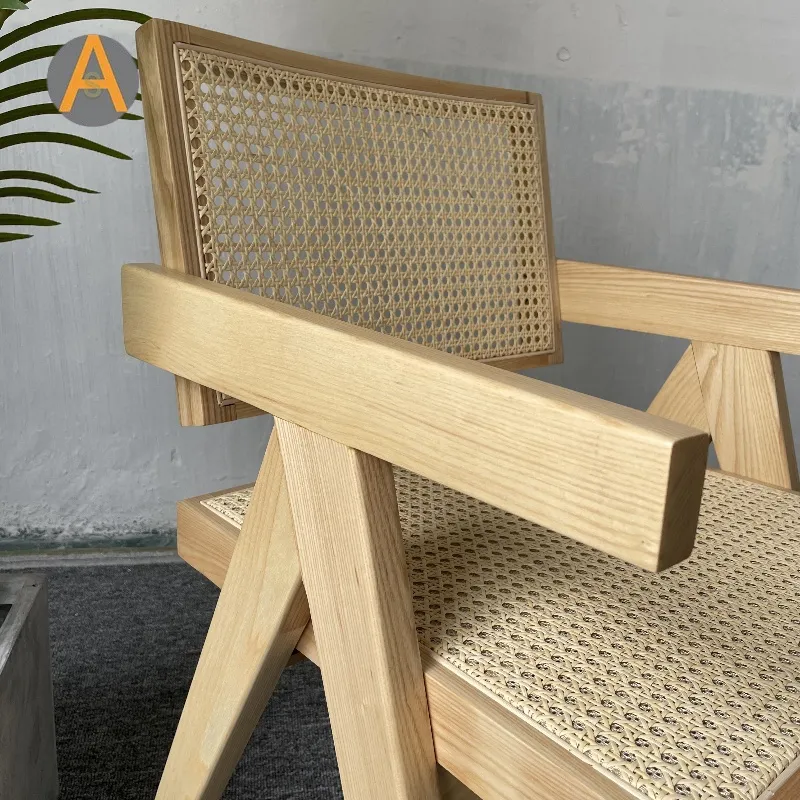 Modern MID Century Rattan Accent Chair Seating Indoor Furniture with Armrest