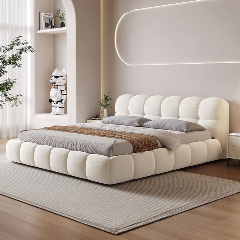 Boucle Cloud Bed Marshmallow Puff Bed Frame King Queen Size Modern Bedroom