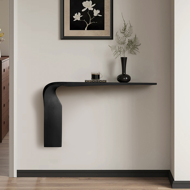 Designer Minimalist Modern Ash Wood Console Table Ultra-narrow Wall-mounted Design High-end Feel Entryway Storage Shelf 3-Year