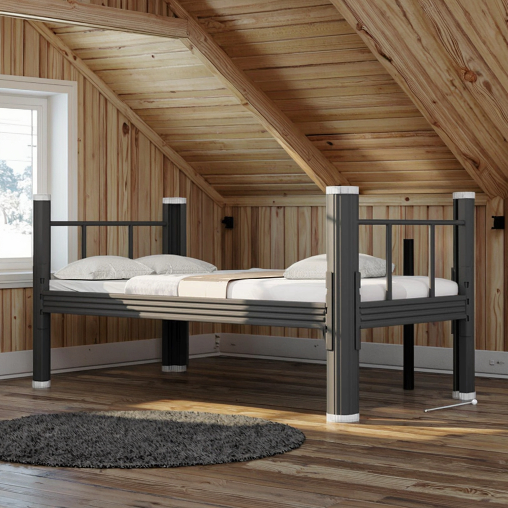 Factory Wholesale Modern Foldable Steel Frame Bed Soft Upholstery Full/Queen/King Sizes for Bedroom Hotel Living Room Apartment