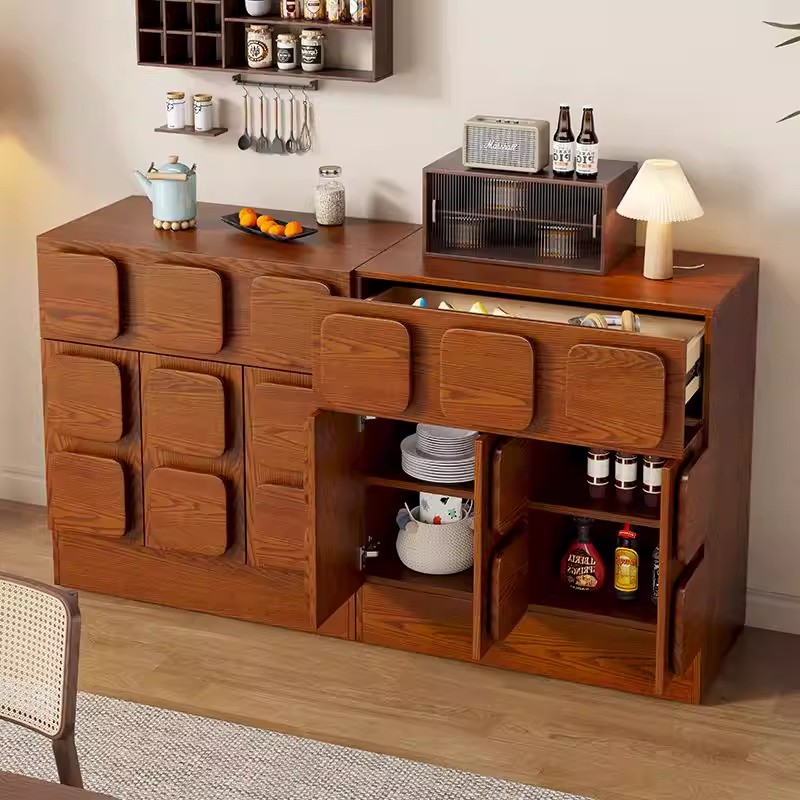 Vintage Solid Wood Eco-Friendly Durable Space-Saving Large Capacity Entryway Storage Cabinet Modern Wooden Living Room