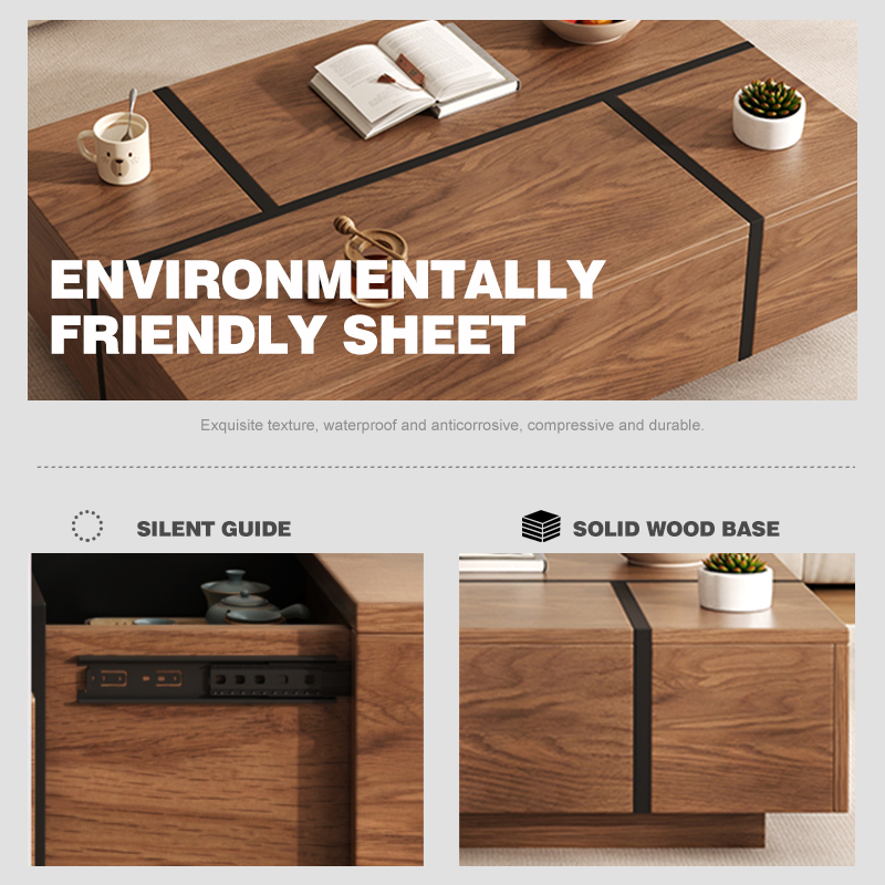 Minimalist Rectangular Storage Coffee Table Modern Simple Small Apartment Living Room Telescopic Storage Center Table 3117