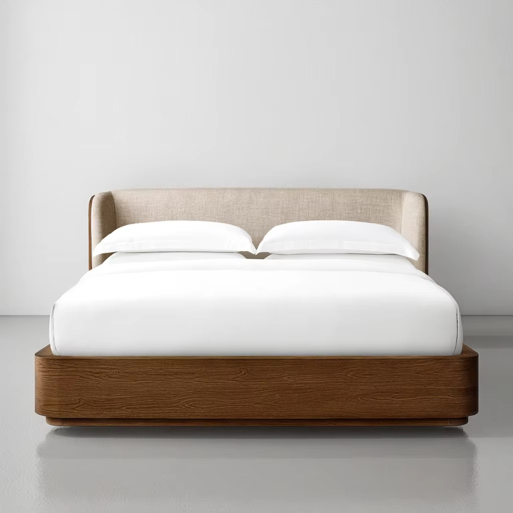 Modern Vintage Hand Carved Solid Wood Frame Apartment Bedroom Furniture Box Bed with Storage Design Space-Saving Upholstered Bed