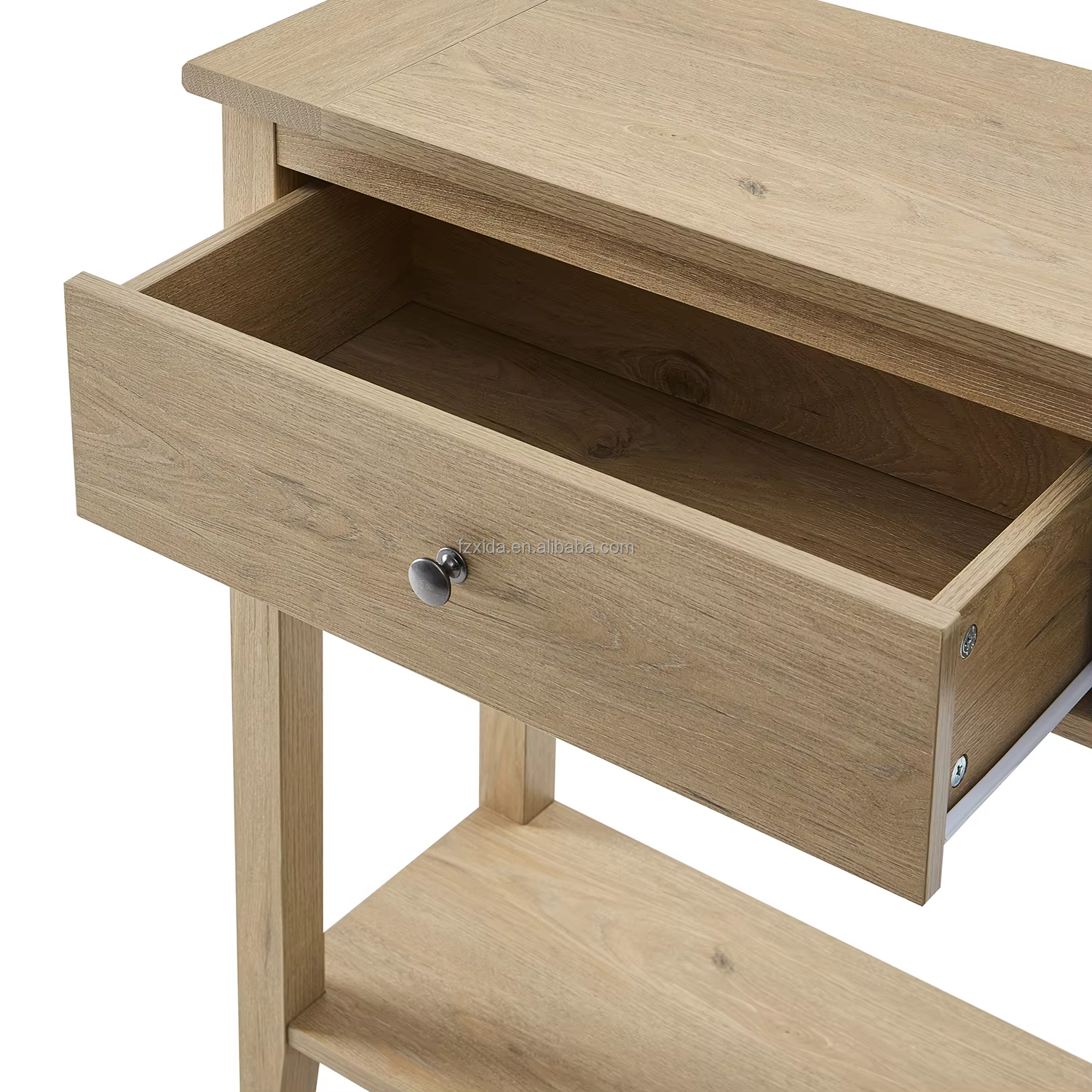 Modern Luxury Entryway Console Table with Light Veneer High Quality Wooden Cabinet Two Storage Drawers for Home Hotel Villa Use