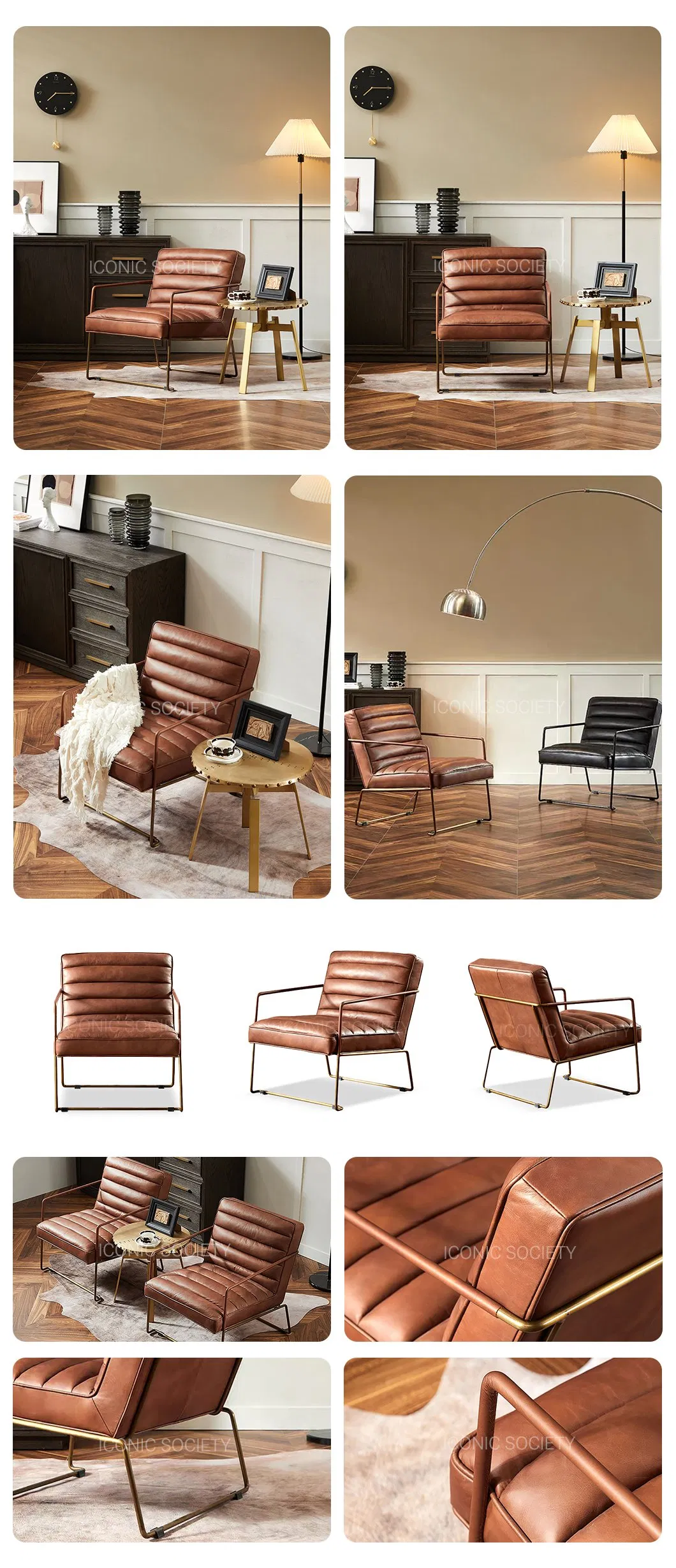 Leather Accent Chair Detailed Dimensions
