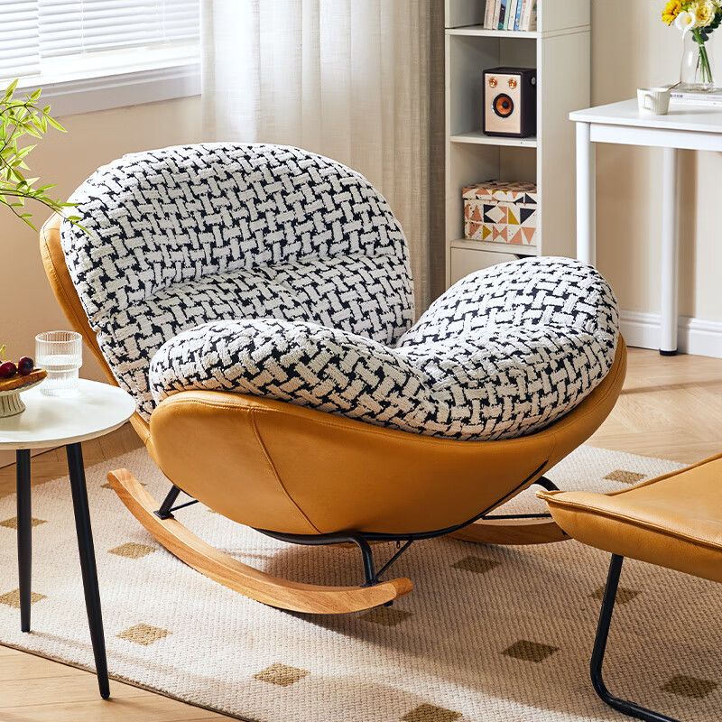 Modern Luxury Living Room Egg Rocking Recliner Lounge Sofa Single Lazy Chair with Metal Frame for Apartment and Hotel Use