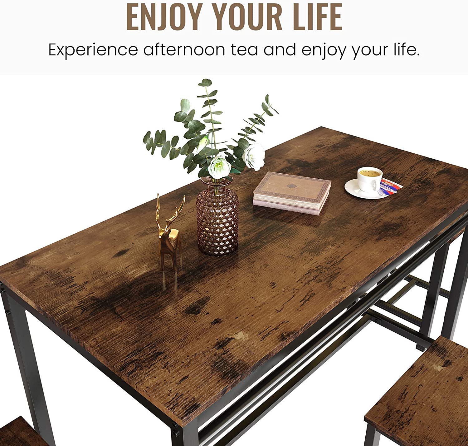 PCS Dining Table Set, Modern Kitchen Table and Chairs for 4, Wood Pub Bar Table Set Perfect for Breakfast Nook, Small Space Liv