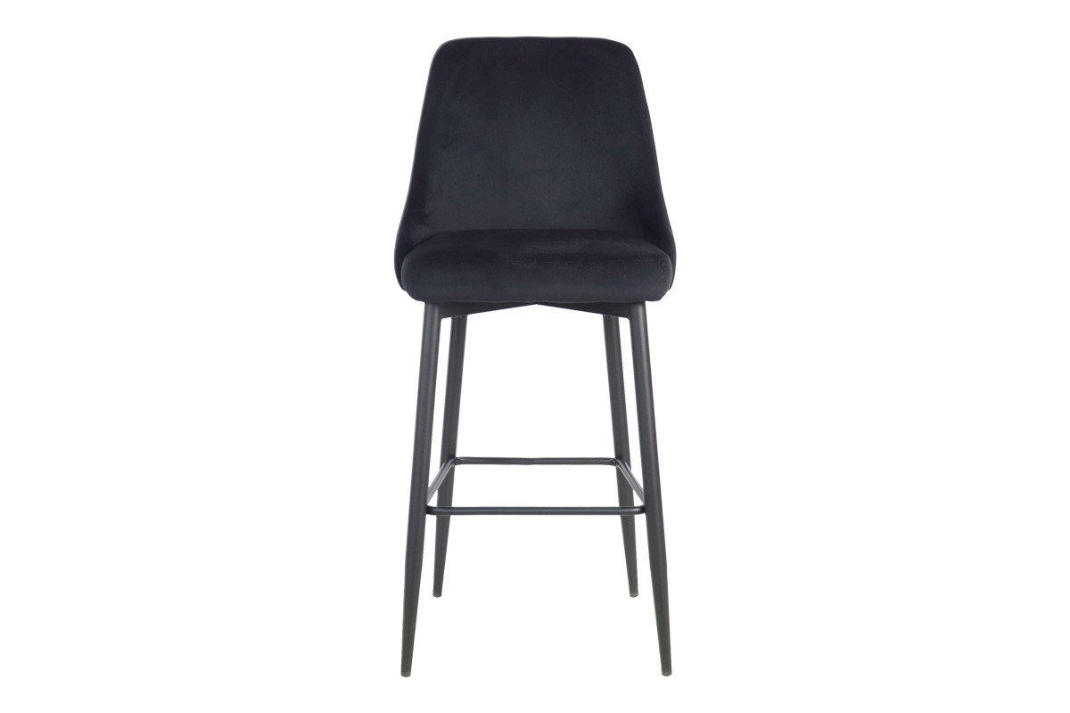 Modern Black Velvet Fabric Kitchen bar Stool with Footrest