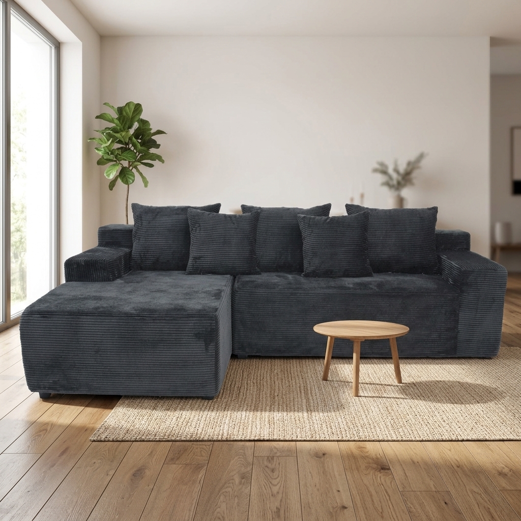 Sectional L-Shape Sofa Modern Memory Foam Vacuum Compressed OEM Modular L-Shape Sectional Sofa for Hotel &amp; Retail Soft Cushion