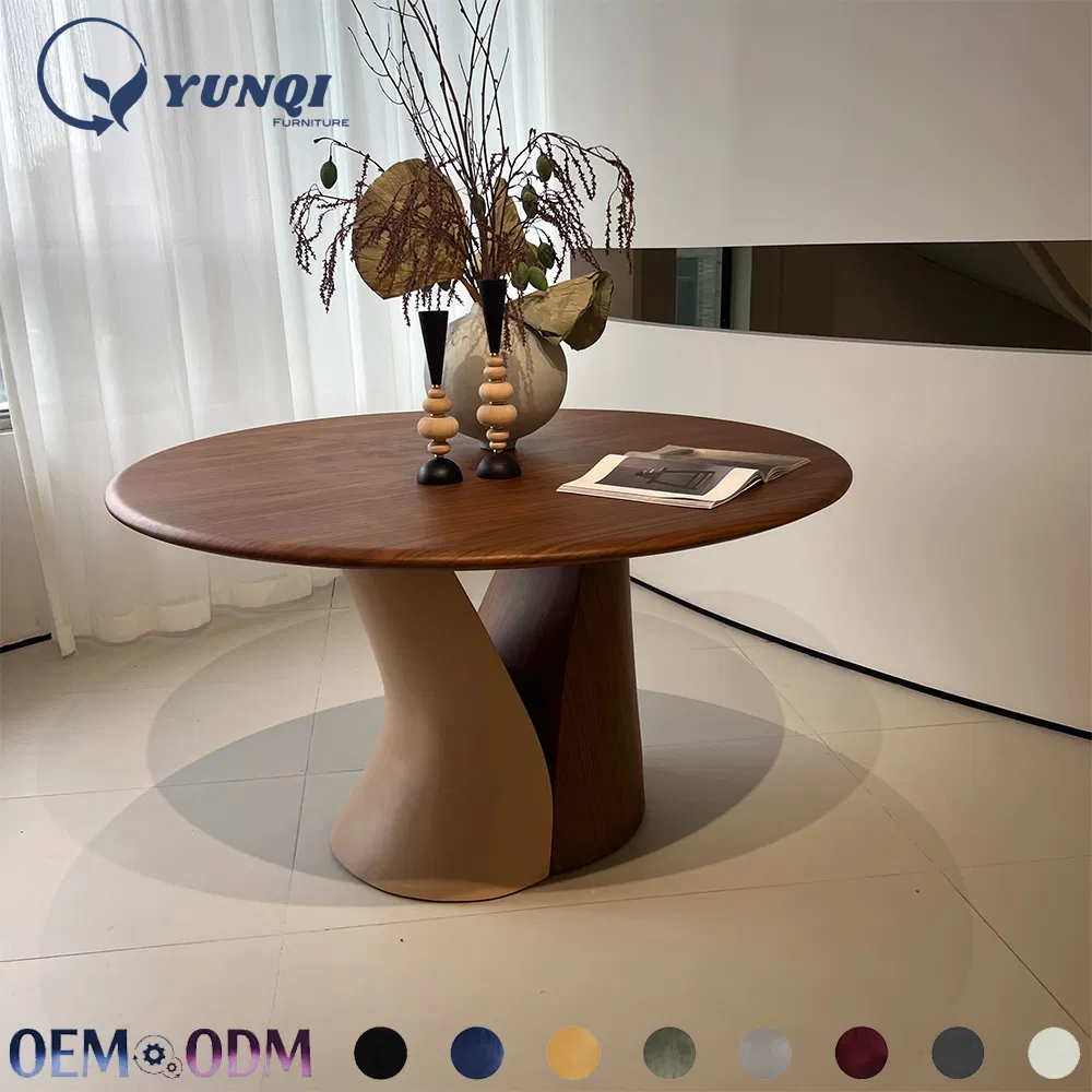 Modern Natural Restaurant Furniture Round Oak Solid Wood Modern Dining Table
