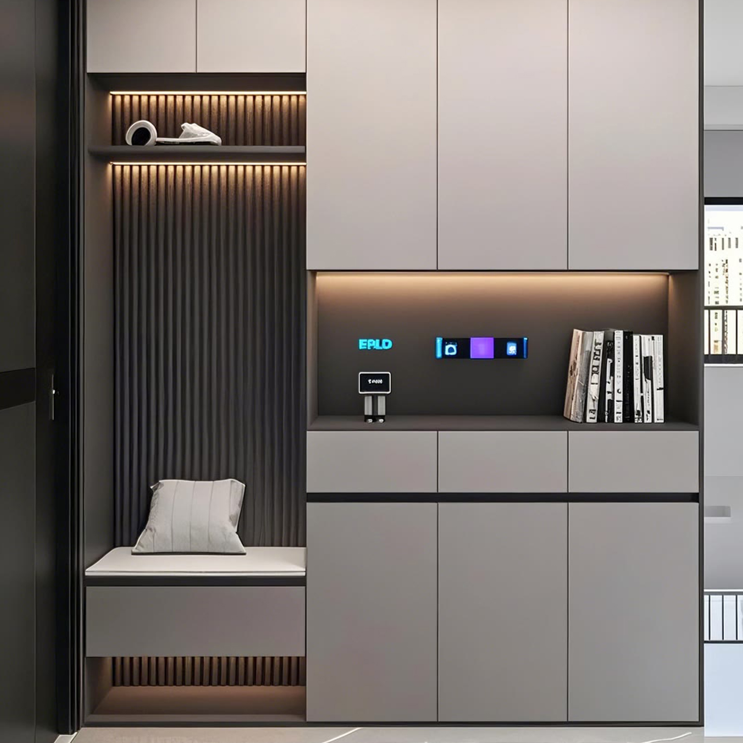 Custom Modern Solid Wood Modular Multifunctional Shoe Cabinet Entryway Storage Furniture for Home Apartment Hotel Hallway