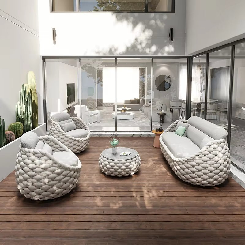 Tg Balcony Garden Popular Luxury Metal Modern Living Room Rope Sofa Sets Patio Set Outdoor and Indoor Furniture