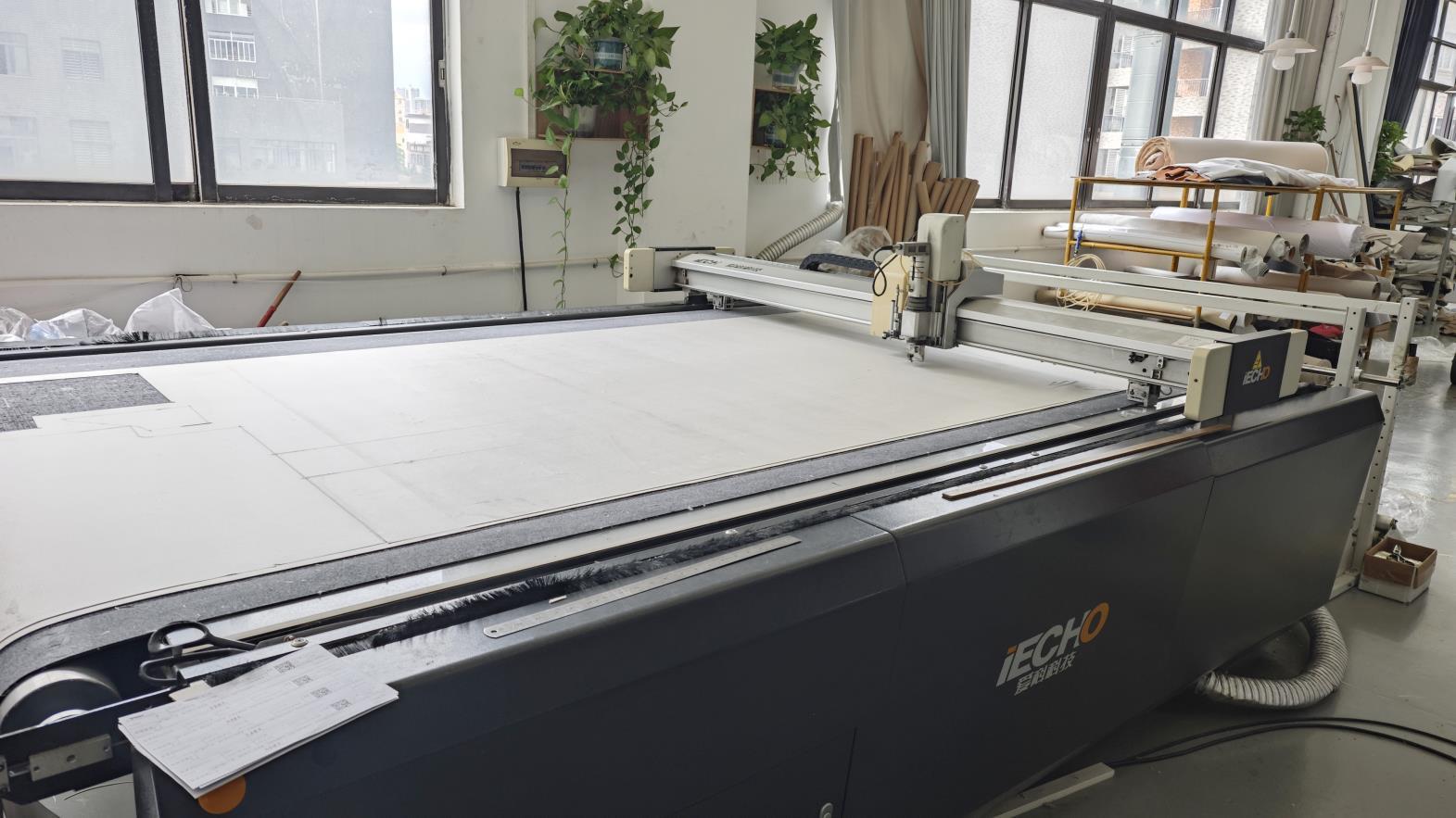 Detailed leather cutting stage for premium upholstered furniture manufacturing