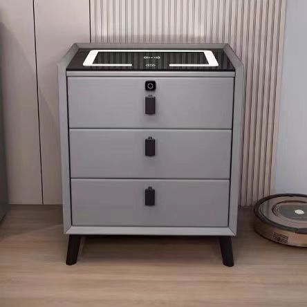 Modern Simple Solid Wood Smart Nightstand Wireless Bedroom Table Cabinet With Drawer Storage Light Smart Bedside Table For House