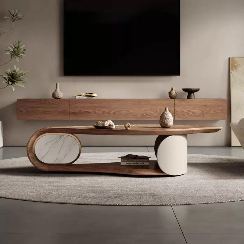 Modern Luxury Durable Coffee Table with Storage Wooden Top Hot Sale Simple Design for Living Room Office