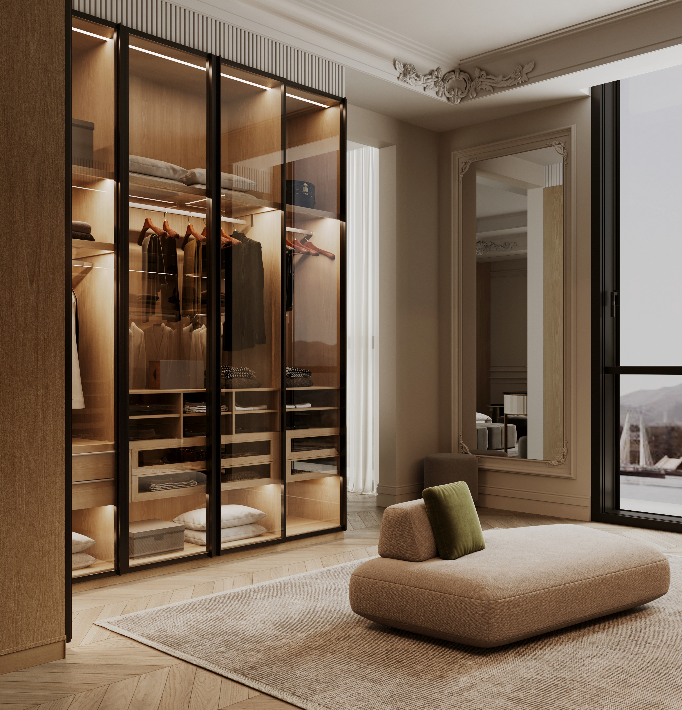 YK Modern Design Wooden Walk-in Closet Bedroom Furniture Adjustable Easy Assembly Convertible Clothes Storage Cabinet for Villa