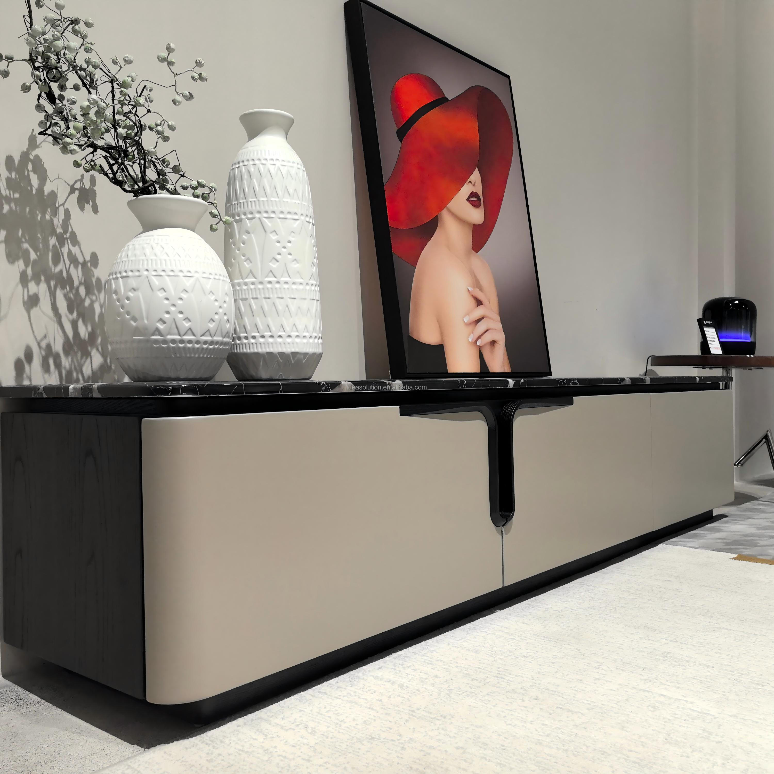Matte Marble TV Stand Set with Coffee Table