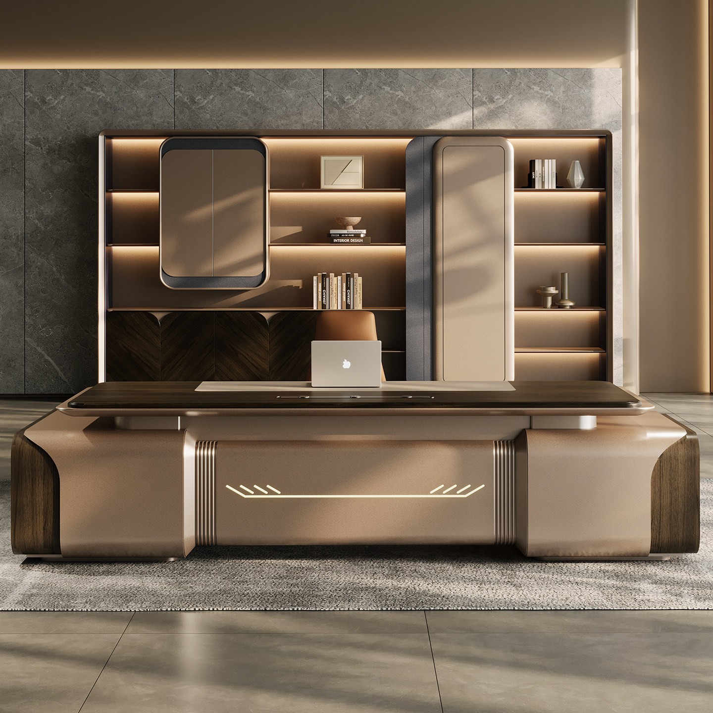Luxury Modern L-Shaped Executive Office Desk Set Boss Wooden Workstation With Panel Style Office Furniture Table