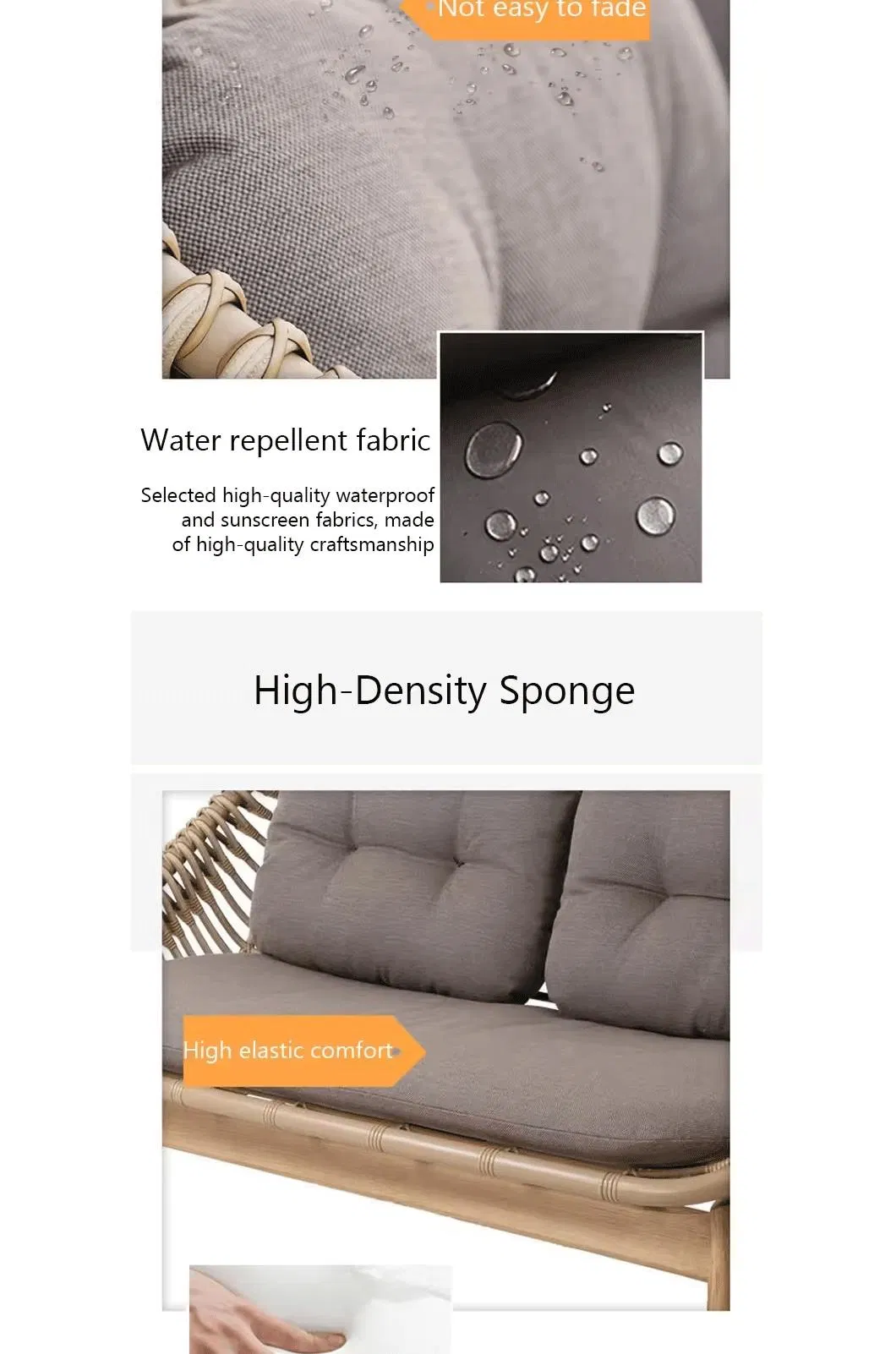 Modern Rattan Furniture Leisure Living Room Sofa Garden Wicker Sofa Chair Set Outdoor Furniture