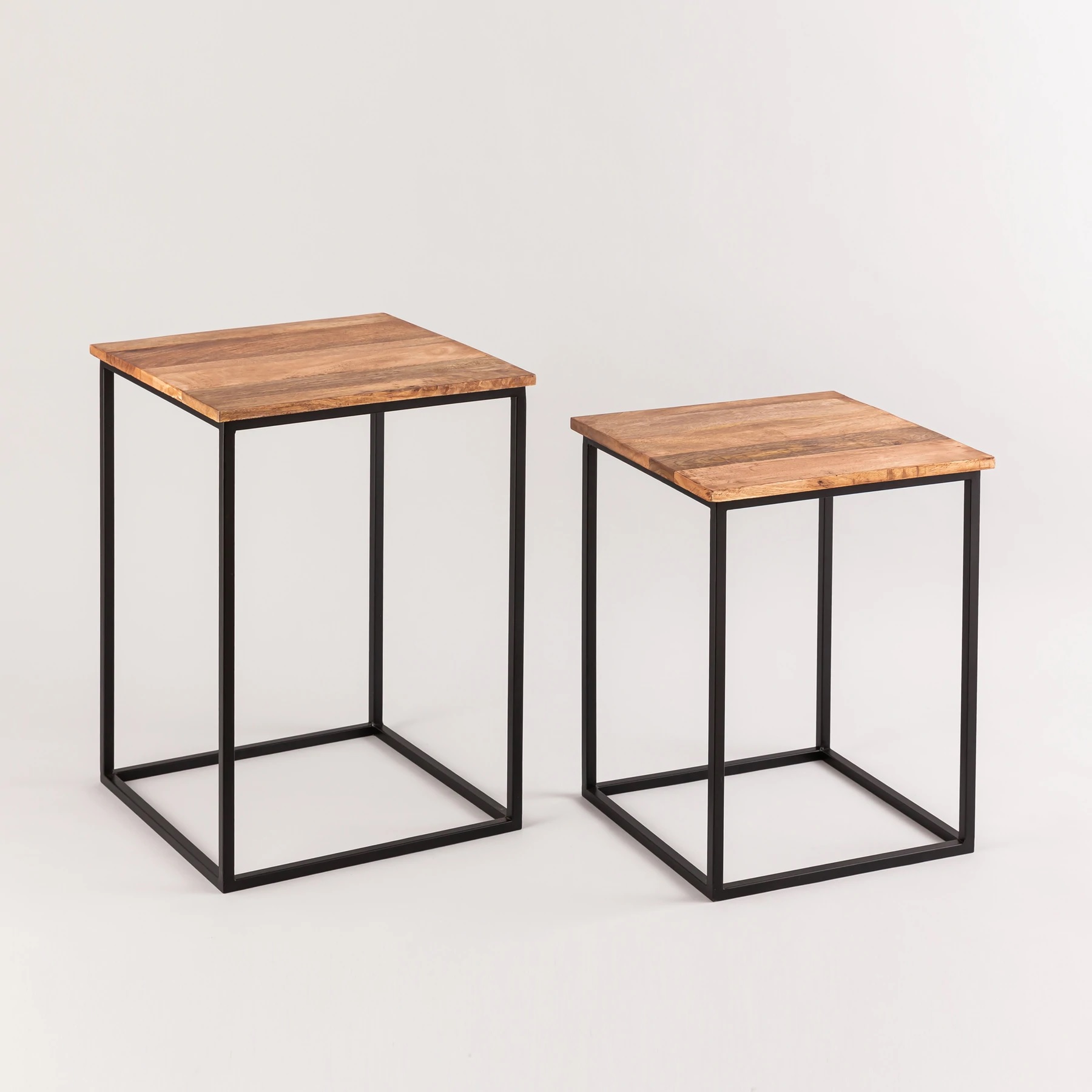 Modern Wooden Nesting Tables Extendable Storage Sturdy Metal Frame Movable Adjustable Height Home Furniture Living Room Bedroom