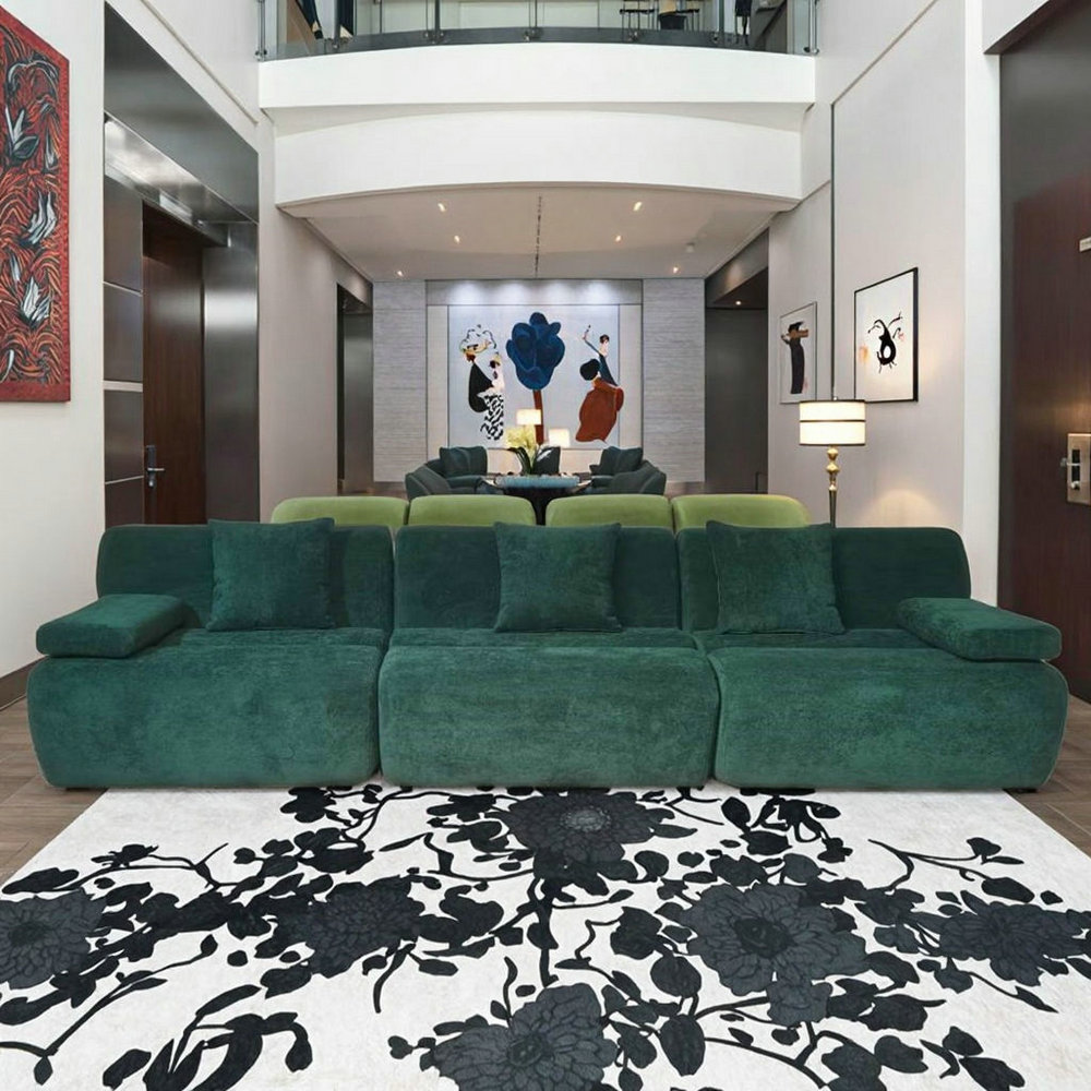 Modern Fabric Compress Sofa Upholstered Comfortable Durable for Apartment Hotel Warehouse