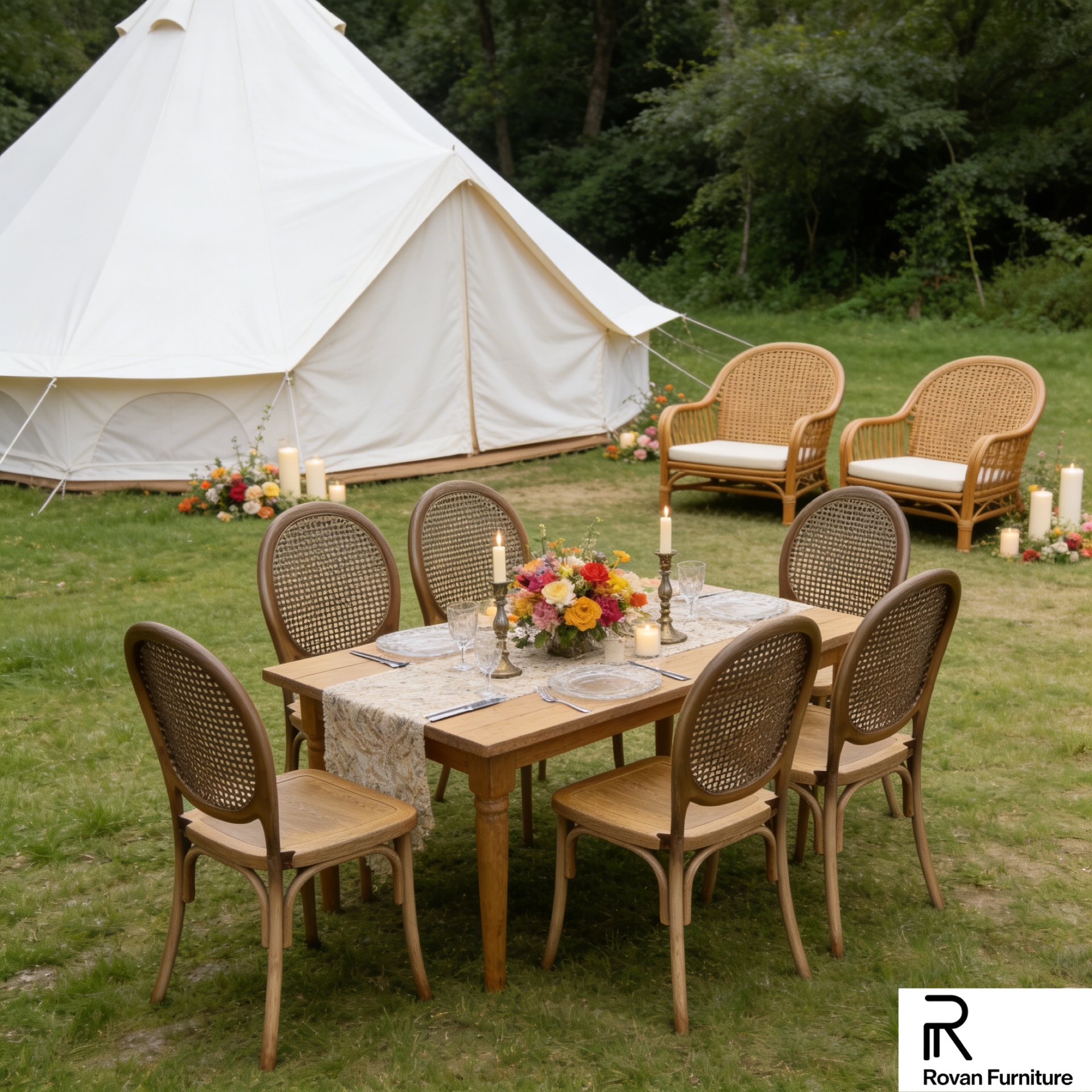 Popular Round Back Design Pp Resin Wood Grain Wedding Chair Disassembled Style Event Chair With Rattan Seat