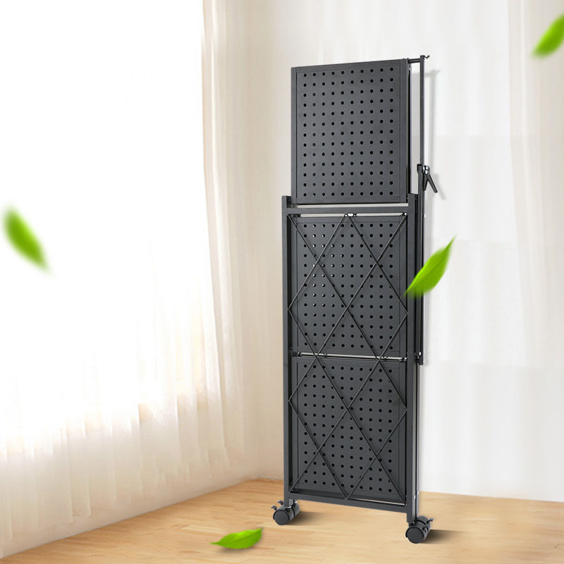 Floor Multilayer Free Installation Folding Mobile Shelf Thickened Storage Shelf Bedroom Storage Shelf