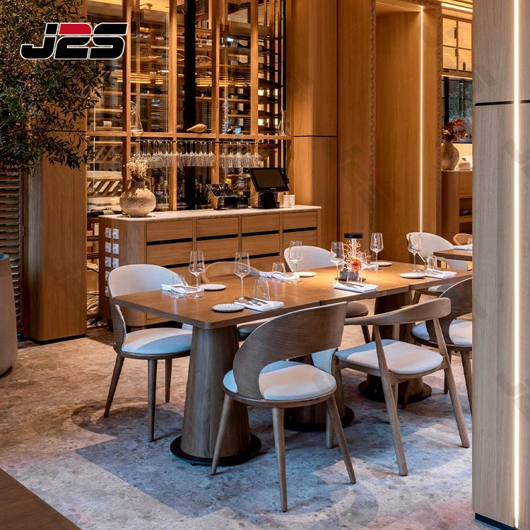 High-End Buffet Dining Restaurant Furniture Set with Wooden Round Tables and Chair