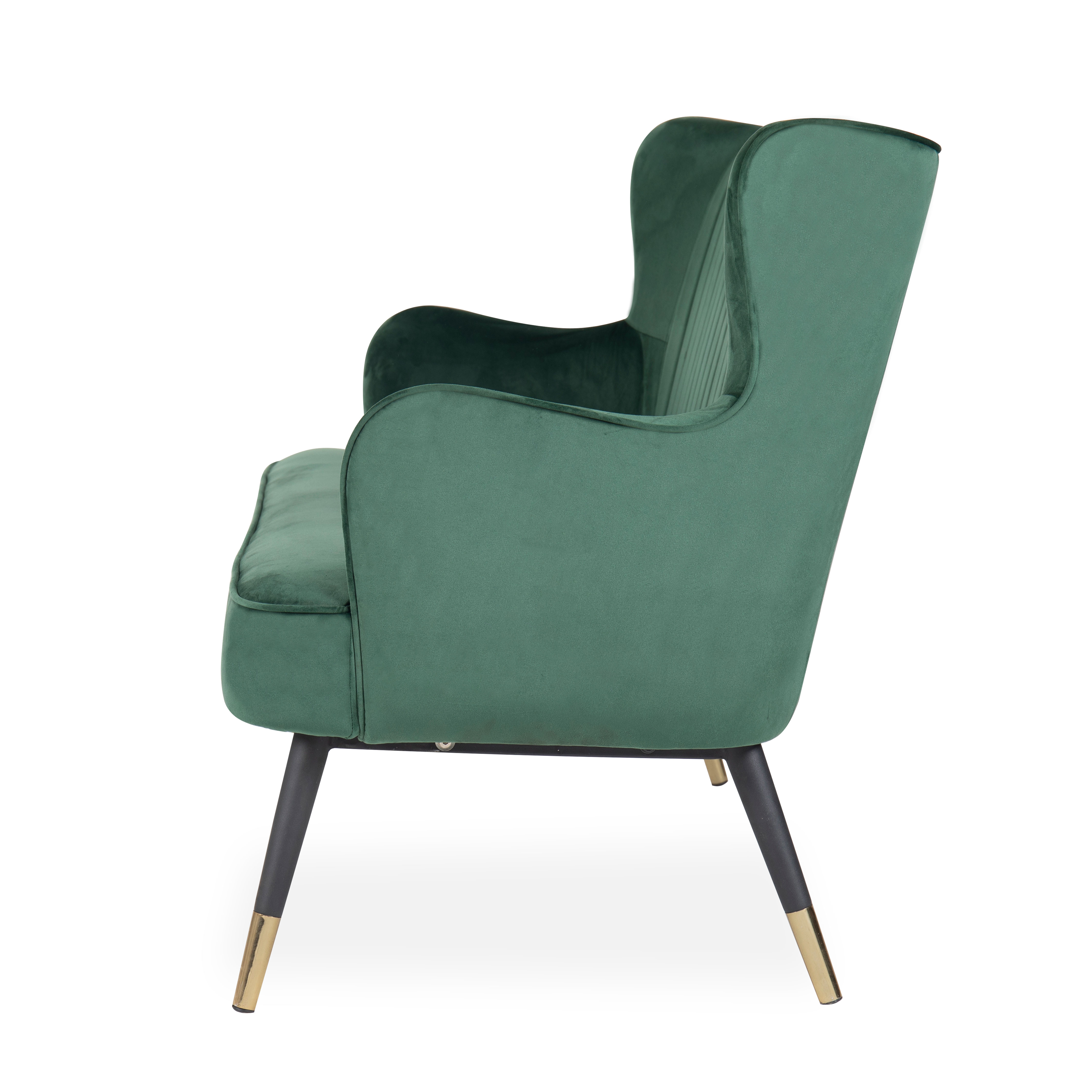 Simplicity Living Room Furniture Indoor Modern Green Tufted Sectional Fabric Sofa Three Seats