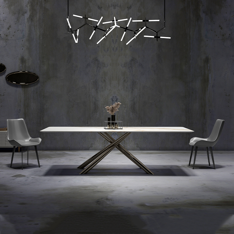Modern Home Dining Metal Leg Furniture Coffee Marble Banquet Dining Table Furniture Set