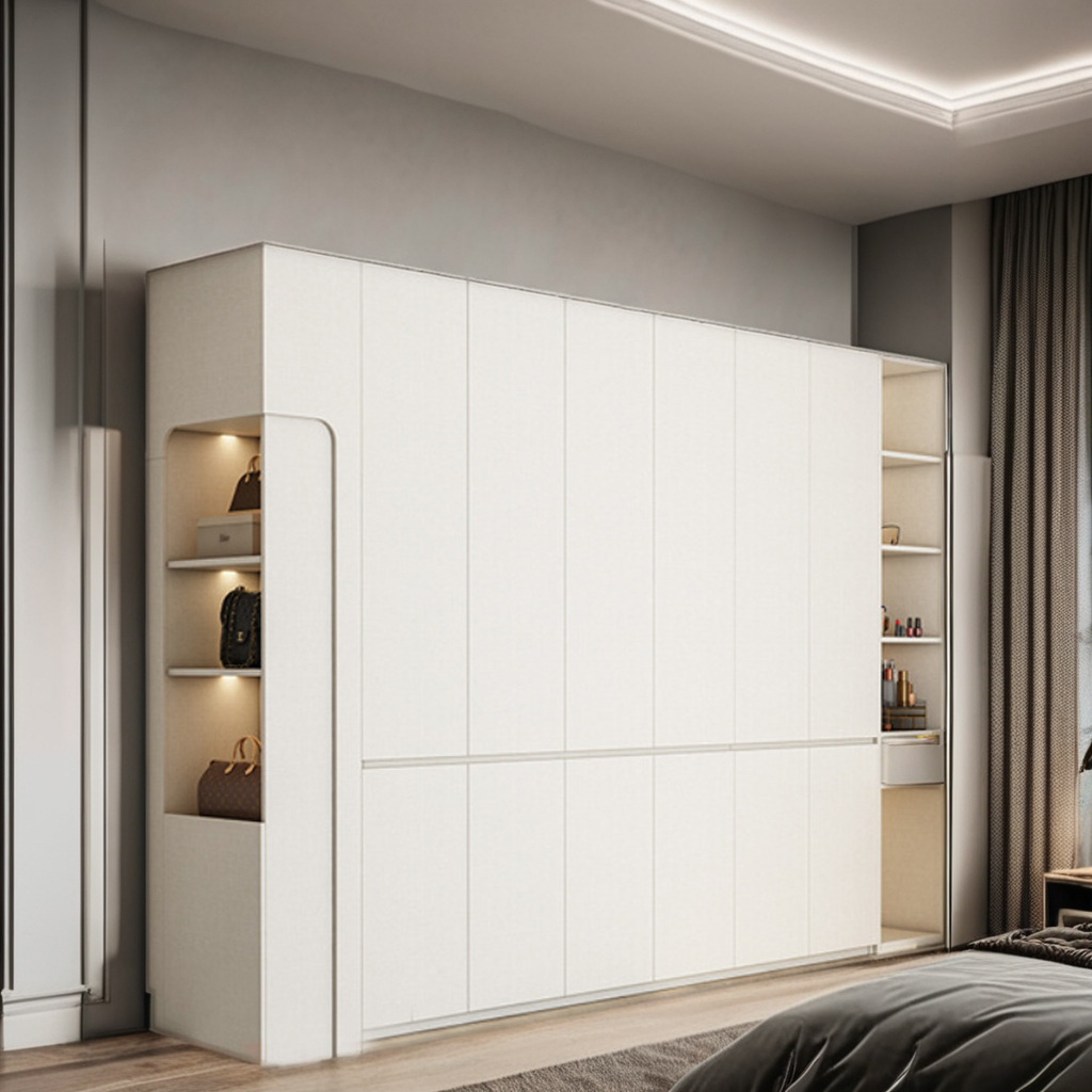 Modern White Wooden Wardrobe From China Factory Customizable for Home Hotel Bedroom Living Room Bathroom Furniture