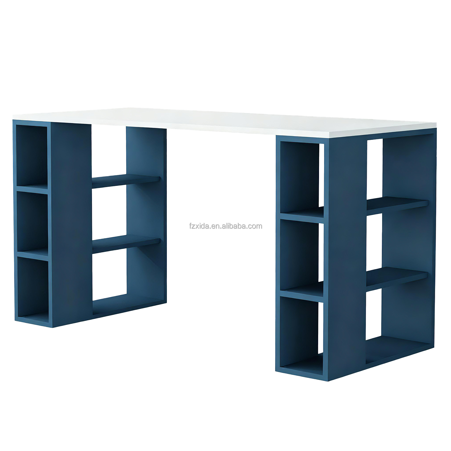 Nordic Wood Computer Table 6 Storage Shelves Space-Saving Multi-Functional Convertible Design 140x60x75cm Living Room Office Use