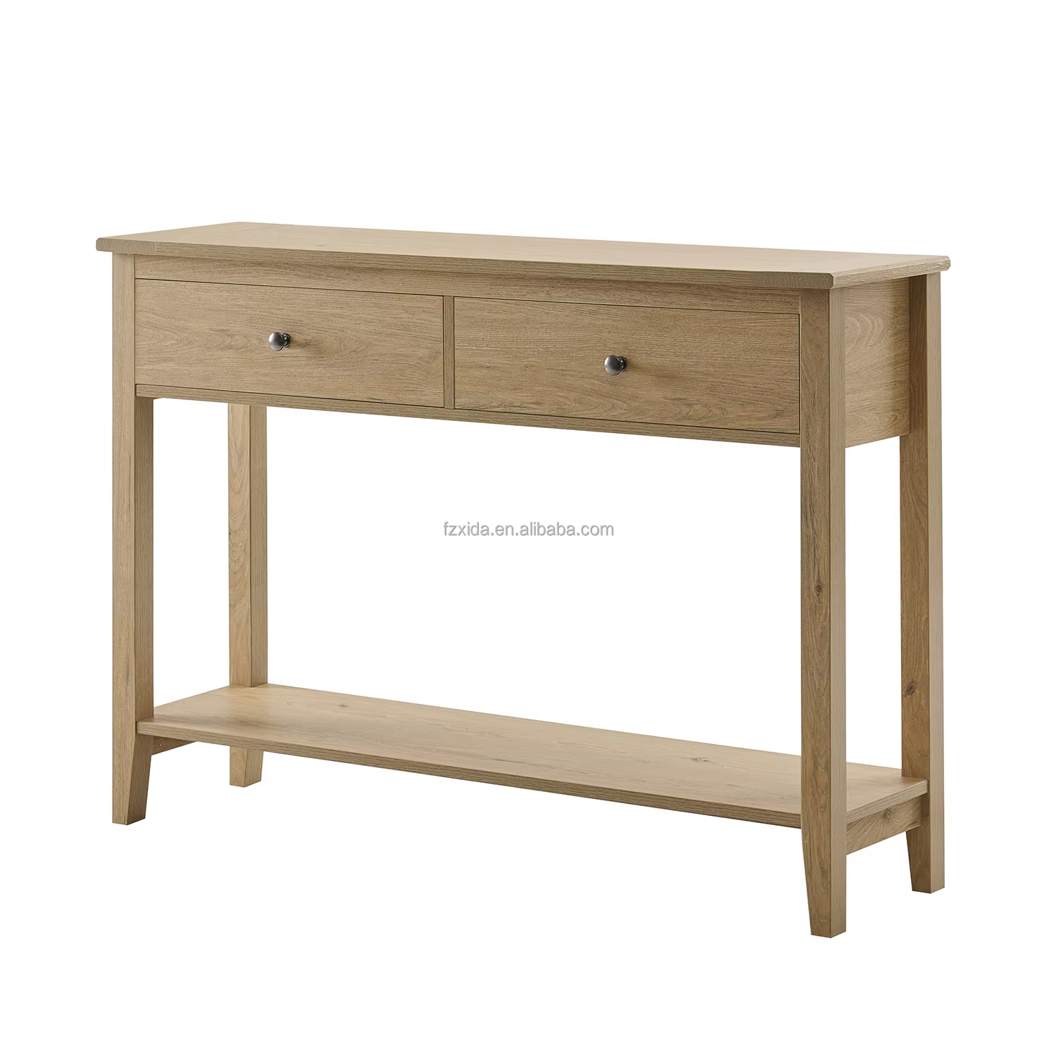 Modern Luxury Entryway Console Table with Light Veneer High Quality Wooden Cabinet Two Storage Drawers for Home Hotel Villa Use