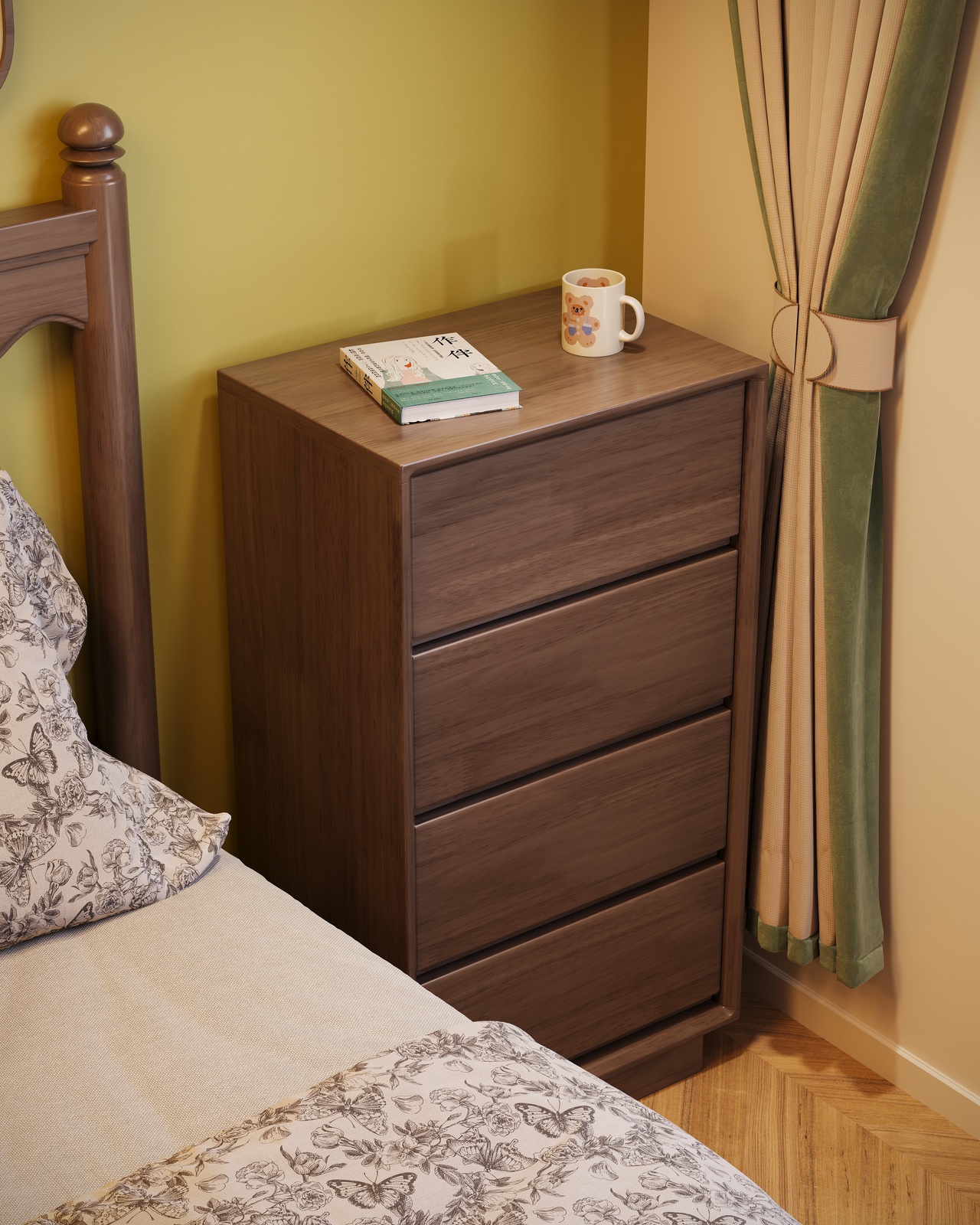 Solid Wood 2-Drawer Dresser &amp; Chest Eco-Friendly Mid-Century Modern Storage Cabinet for Bedroom and Living Room