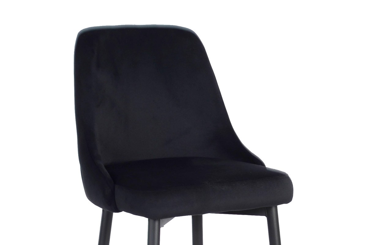 Modern Black Velvet Fabric Kitchen bar Stool with Footrest