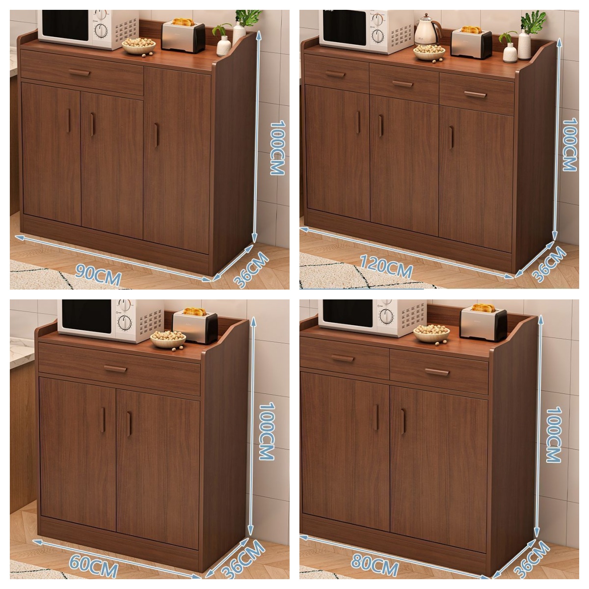 Modern Simple Solid Wood Movable High Quality Dining Room Sideboard Storage Cabinet and Locker for Home