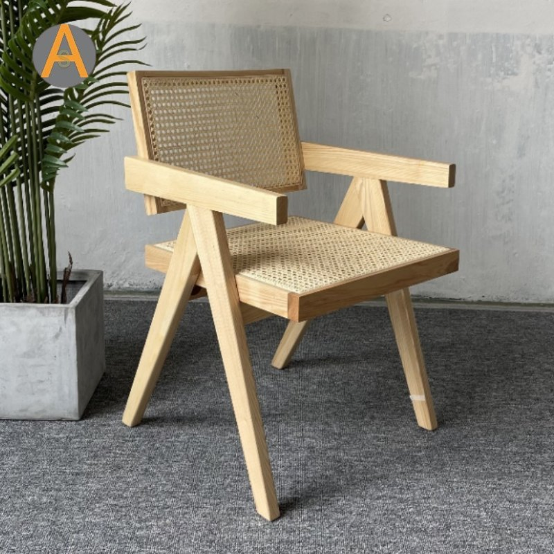 Modern MID Century Rattan Accent Chair Seating Intdoor Furniture with Armrest for Living Room Dining Kitchen