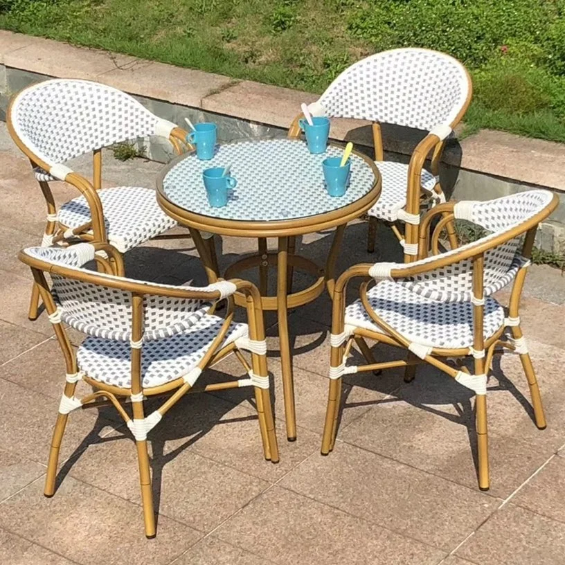 Antique Retaurant Hotel Resort Villa Dining Room Rattan Table and Chair Set