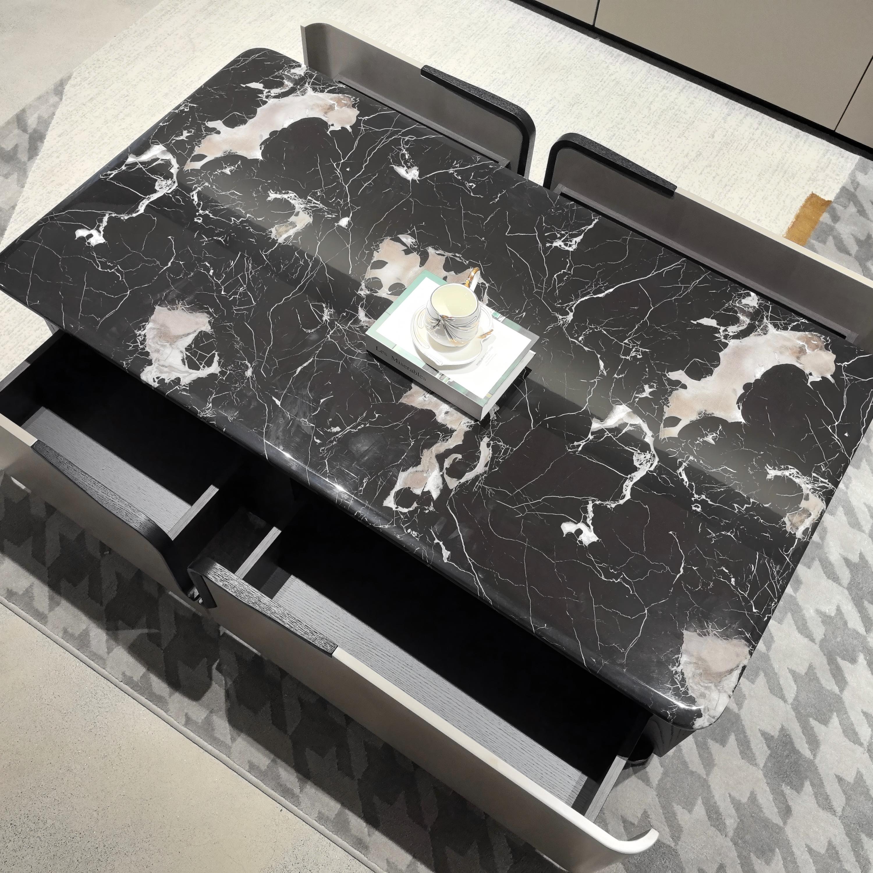 Matte Marble TV Stand Set with Coffee Table-Nordic Modern Bedroom &amp; Living Room Ensemble Modular Storage TV Cabinet Set