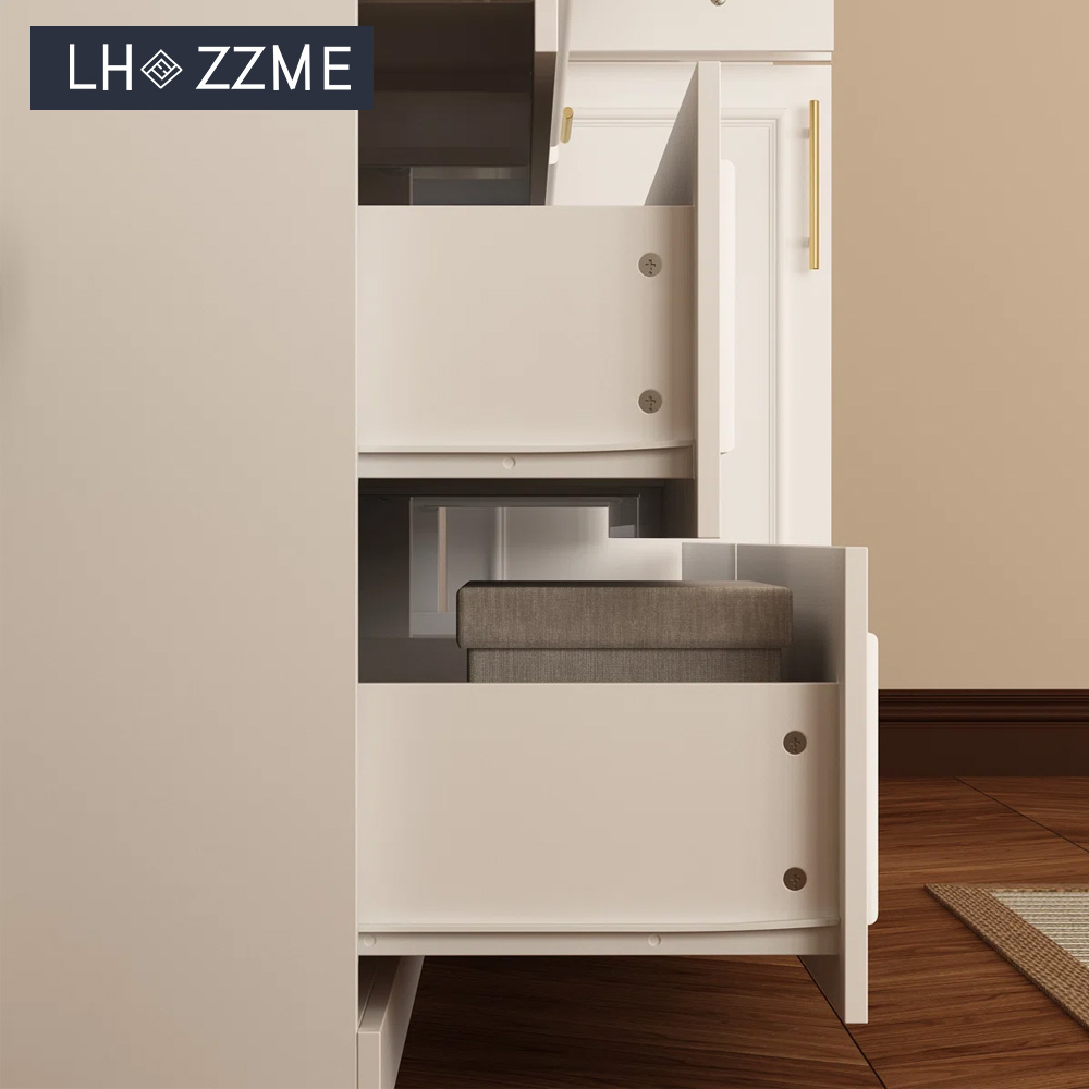 Wooden L-Shaped Corner Bedroom Wardrobe with LED Light Glass Doors Modern Italian Design Wall Mount Hotel Use 5-Year Warranty