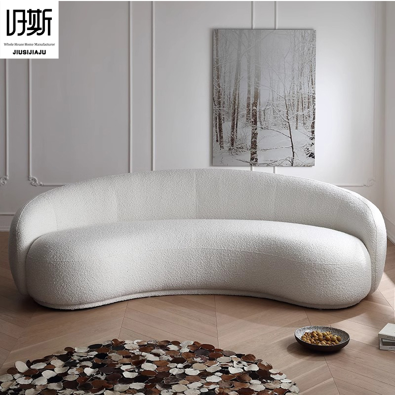 Italian Minimalist Silhouette Three Seat Curved Cashew Sofa Modern Sofa Set Sponge Filled Living Room Furniture